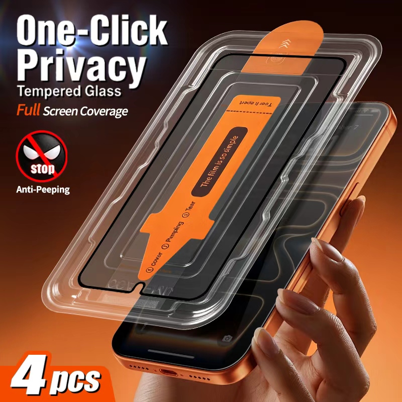 TEMU 4pcs For Redmi Note 15 Pro 5g Anti-spy Privacy Tempered Glass Screen Protector, Dust- Alignment Installation Kit, Bubble-free Full Coverage 9h
