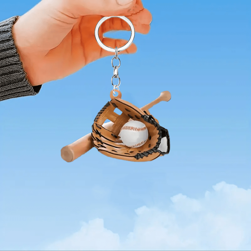 

1pc Cute Acrylic Keychain - Waterproof Baseball Theme Key Ring, Perfect Gift For , Bag Accessories