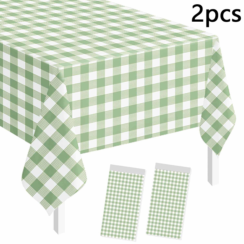 TEMU Halloween, Christmas, Green Checkered Tablecloth Rectangular Green And White Checkered Tablecloth Disposable Tablecloth Birthday Picnic Wedding