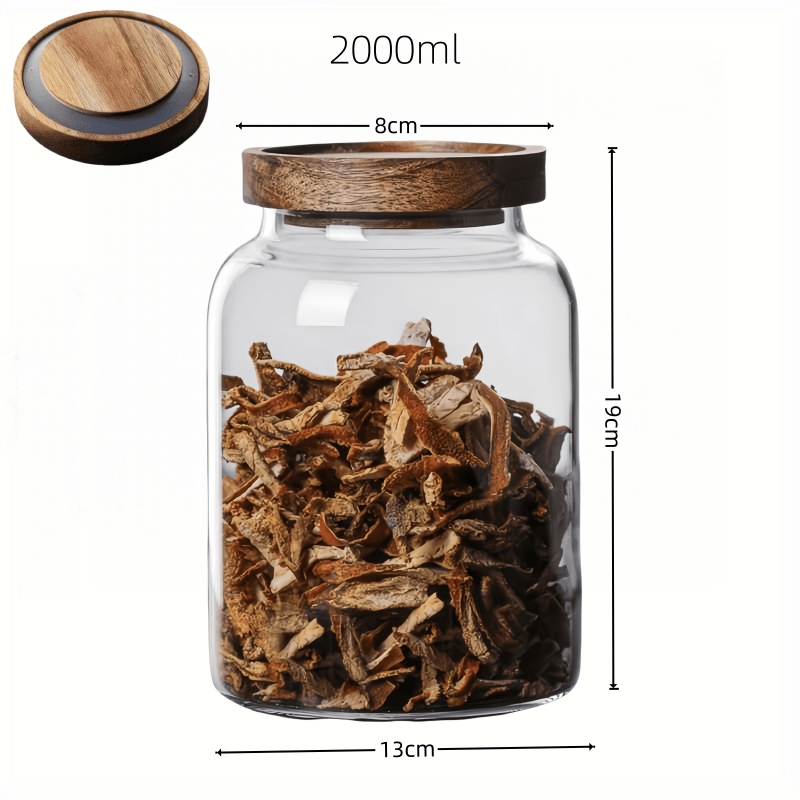TEMU 3pcs High Borosilicate Glass Storage Jar Set (one Lid And 1 Jar And 1 Cup Brush), 2000ml Large Capacity, Round Sealed Container, Hand Washable,