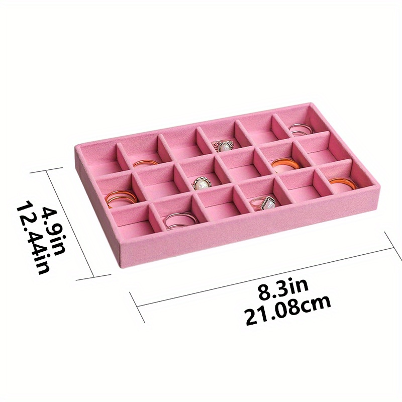 4pcs Stackable Velvet Jewelry Storage Tray Set