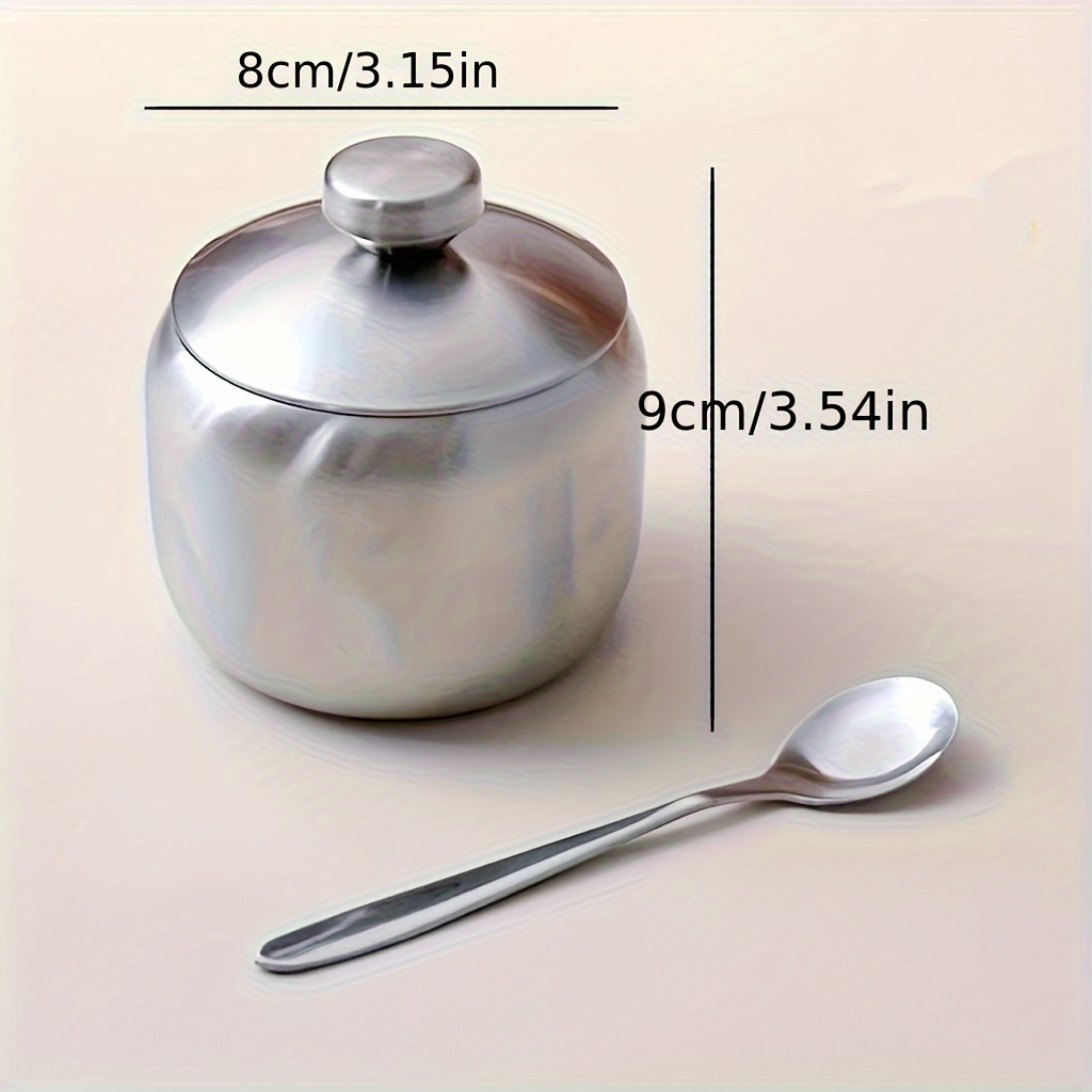 E-shop Edelstahl Gewürzgläser Set, 1 Gläschen + 1 Löffel - Robuster mit Deckel, Geeignet für Salz, Pfeffer, Zucker - Klassisches Design, für