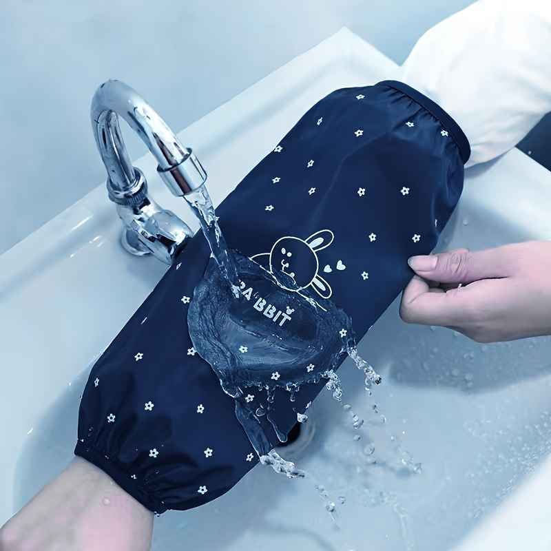 TEMU 2-pack Cute Rabbit Print Waterproof And Oil-proof Arm Sleeve-durable Pvc, Men's And Women's Long-perfect For Kitchen, Housework, Students And