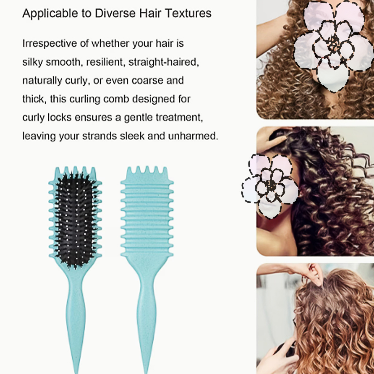 3pcs Curling Styling Tool Set with Comb and Spray Bottle