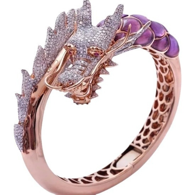 TEMU Bague unisexe avec tête de dragon en synthétique incrustée en argent 925, tendance et , idéale pour un usage et comme cadeau