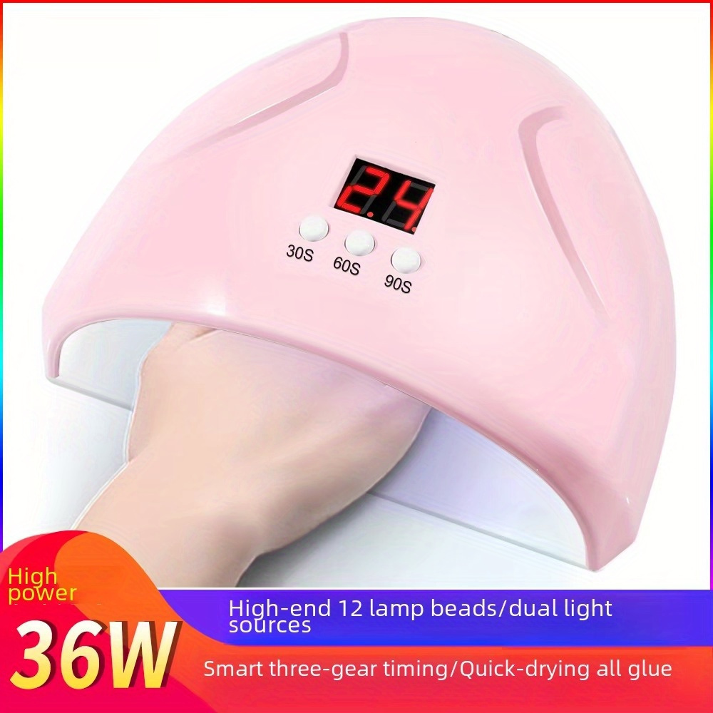 

36w Led Uv Nail Lamp With & 12 Lamp Beads, Nail Dryer For All Nail Gels, Usb-powered Pink Nail Lamp For Home & Salon Use, Nail Accessories