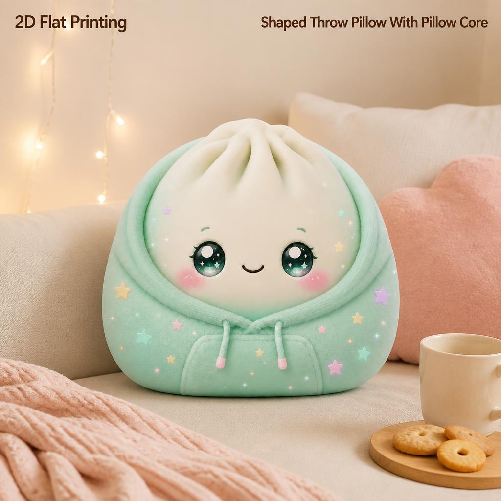 TEMU Mint Dumpling Shaped Stuffed Throw Pillow Decorative Cushion Pillow Stars Search Decor Gift For Cute Food Lovers Home Decorating Ideas, 2d Flat