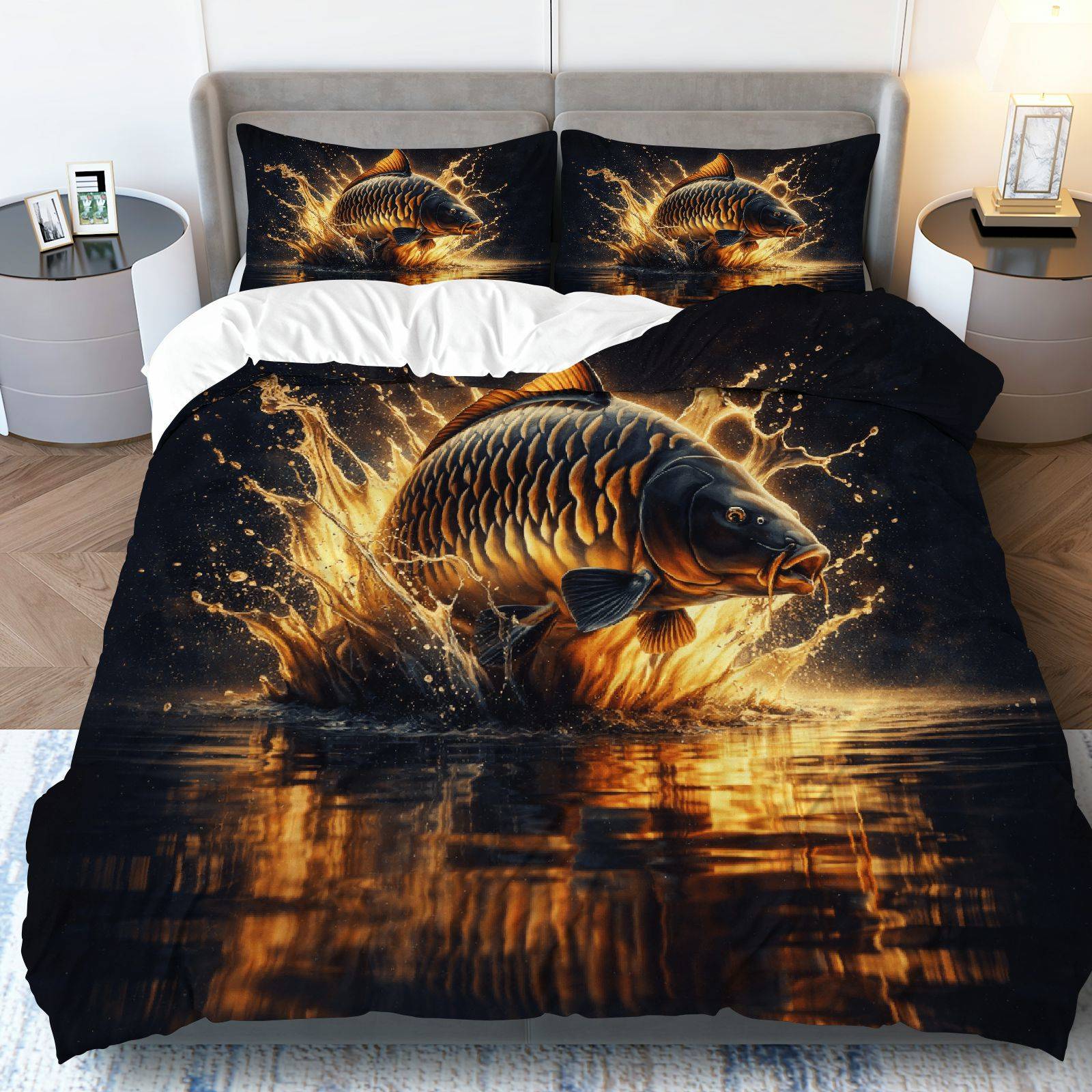 TEMU 3pcs Duvet Cover Set, Including 1 Duvet Cover And 2 Pillowcases (filler Not Included), Featuring Diving And Water Ripple Reflection Art Theme,