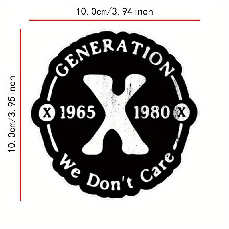 TEMU 2d Flat, 3pcs () Stickers - 1965-1980 , X-logo & "we Don't Care" Slogan, Glossy Decals For Cars, Laptops, Water Bottles - 80s Nostalgia Retro