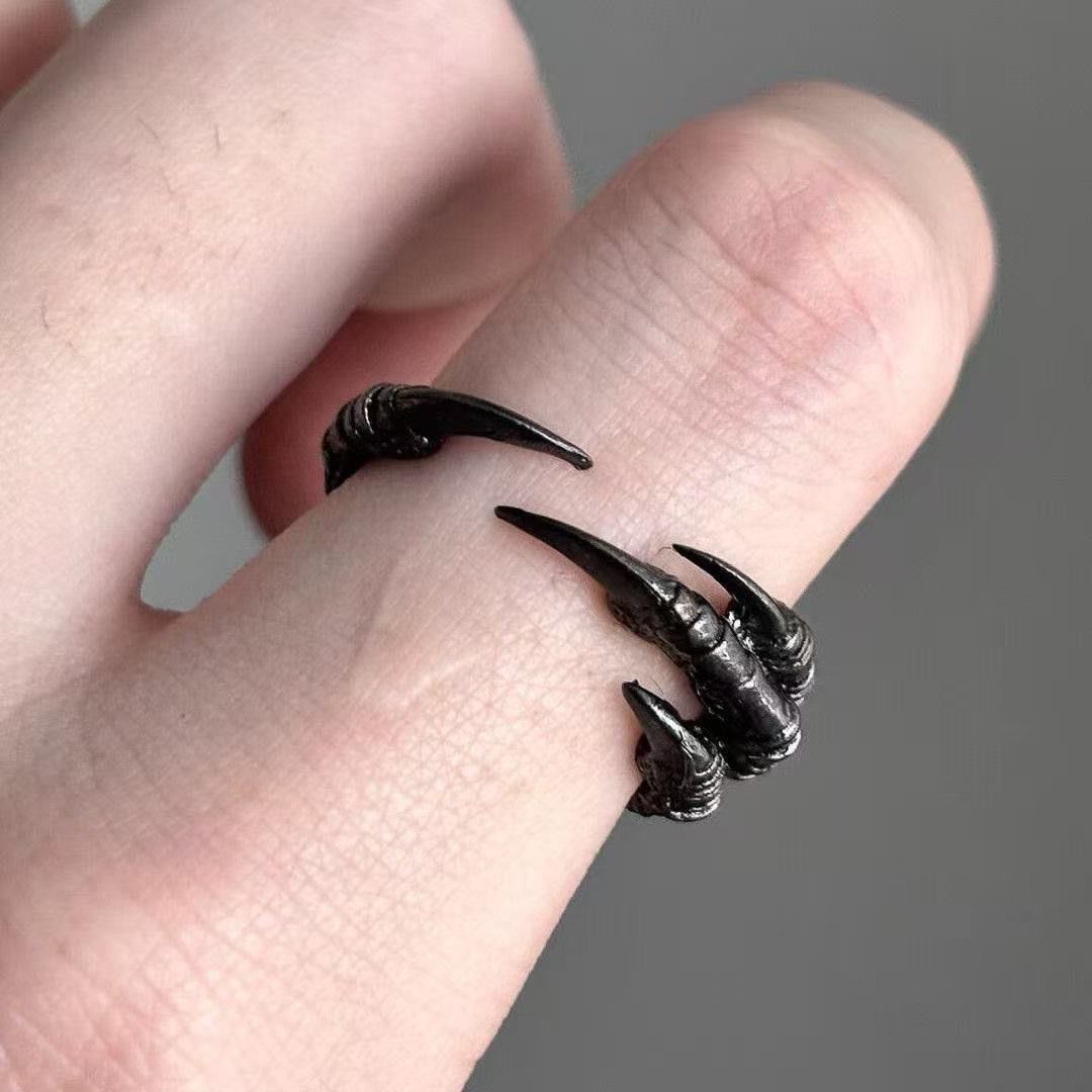 TEMU 1pc Gothic Dark Claw Open Adjustable Ring, Creative Fantasy Band Niche Jewelry Individual Accessory Trendy Unisex, Halloween Party Cosplay