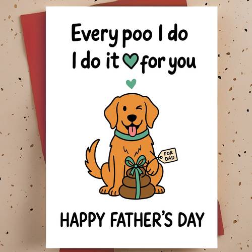 1pc funny fathers day greeting card for dog dad dad dog cartoon hand drawn humorous card with envelope