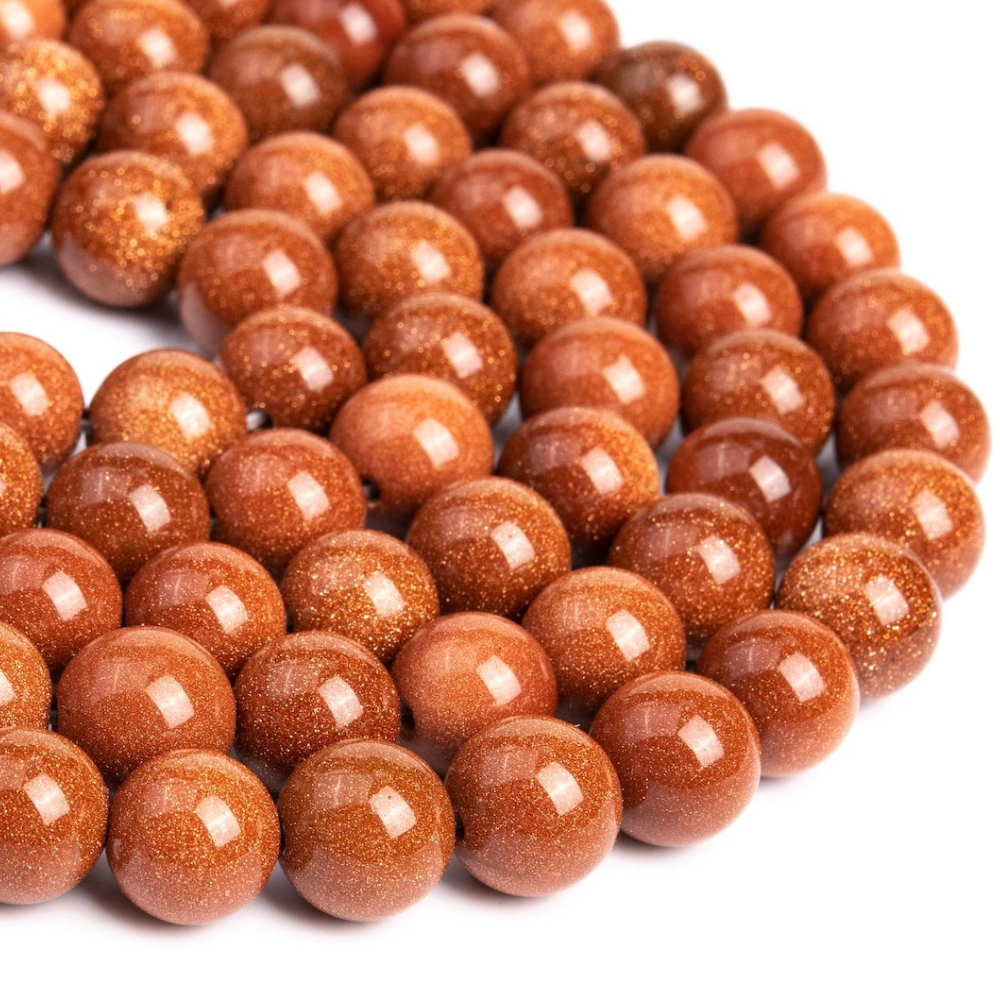 TEMU Goldstone Beads Grade Aaa Round Loose Beads, 8mm/0.31in 44-48pcs, Round Decorative Beads, Durable And Vibrant, Ideal For Making, Handmade