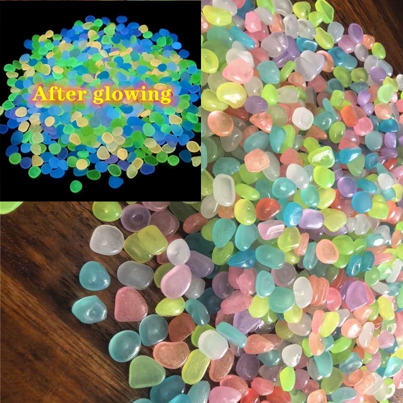 TEMU 126pcs Resin Glow In The Dark River Pebbles 0.038lb, 0.31-0.39 Inch - Sunlight Activated Luminous Artificial Stones For Aquarium, Fish Tank,