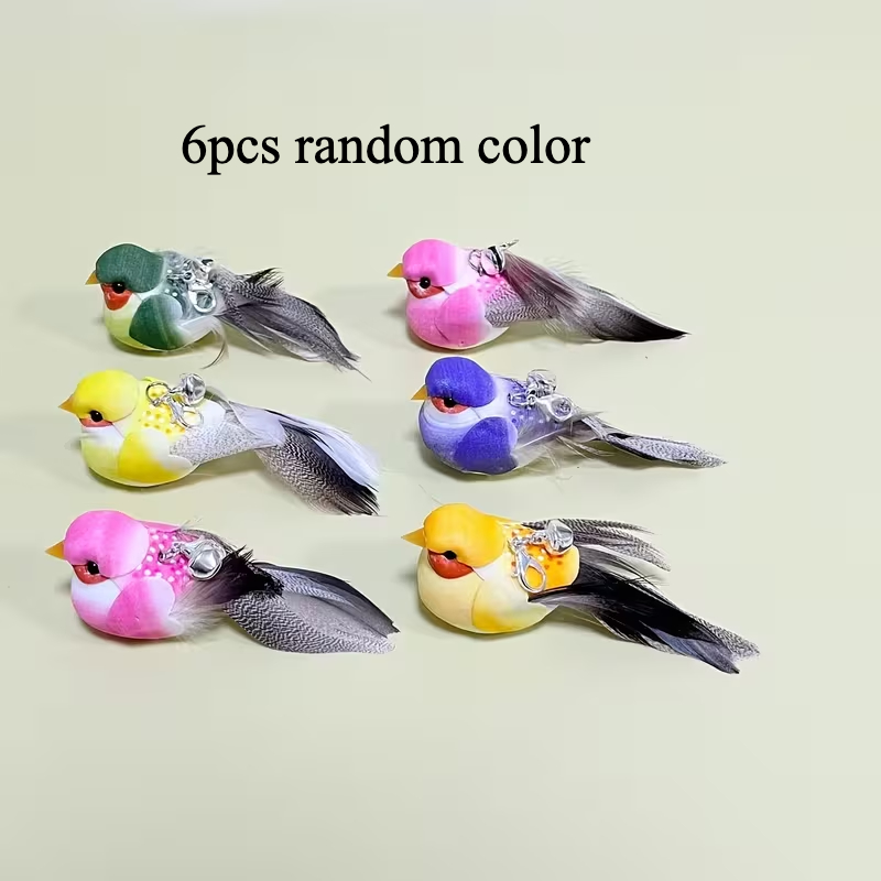 E-shop 6tlg./9tlg. Interaktives Katzenspielangel-Set | Mit Glocke, künstliche Faser-Vögel in zufälliger Farbe, aus langlebigem Kunststoff Gusseisen,