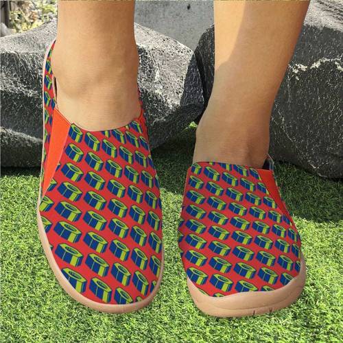 womens slip on sneakers with vibrant geometric pattern soft tpr sole breathable fabric upper casual sport perfect mothers day gift ladies sneakers