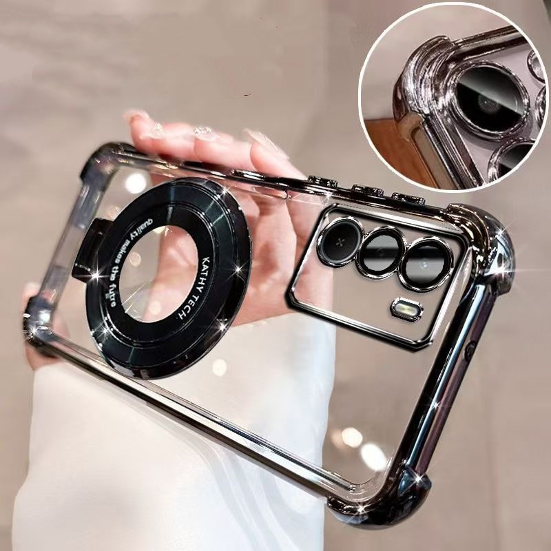 TEMU Phone Case - For Oppo Reno12 5g/ For Oppo Reno12 Pro 5g Phone Case Ring Stand Case - High Quality Plating Clear Case For Oppo Reno 12/ For Oppo