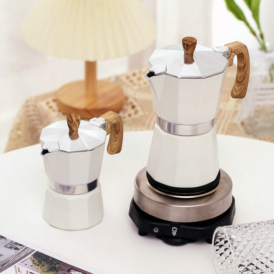 Cafetera de Espresso Manual de Aluminio 3/6 Taza, Cafetera de  Auténtico Café No Requiere Electricidad