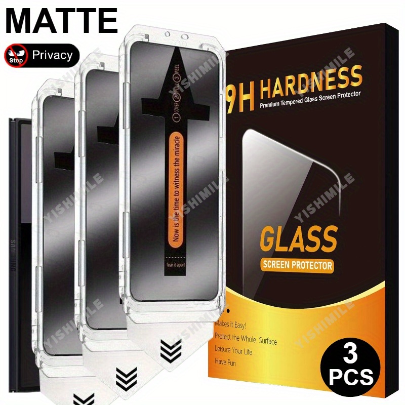 TEMU 3pcs Matte Privacy Screen Tempered Glass With Auto-alignment Kit Suitable For Galaxy Z Fold 7, , , Case Friendly, Durable Protection,