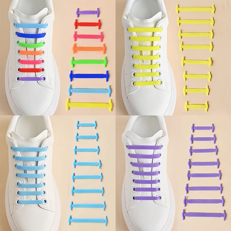 16pcs no tie shoelaces for adults elastic shoe laces   locking laces for sneakers running shoes boots waterproof    