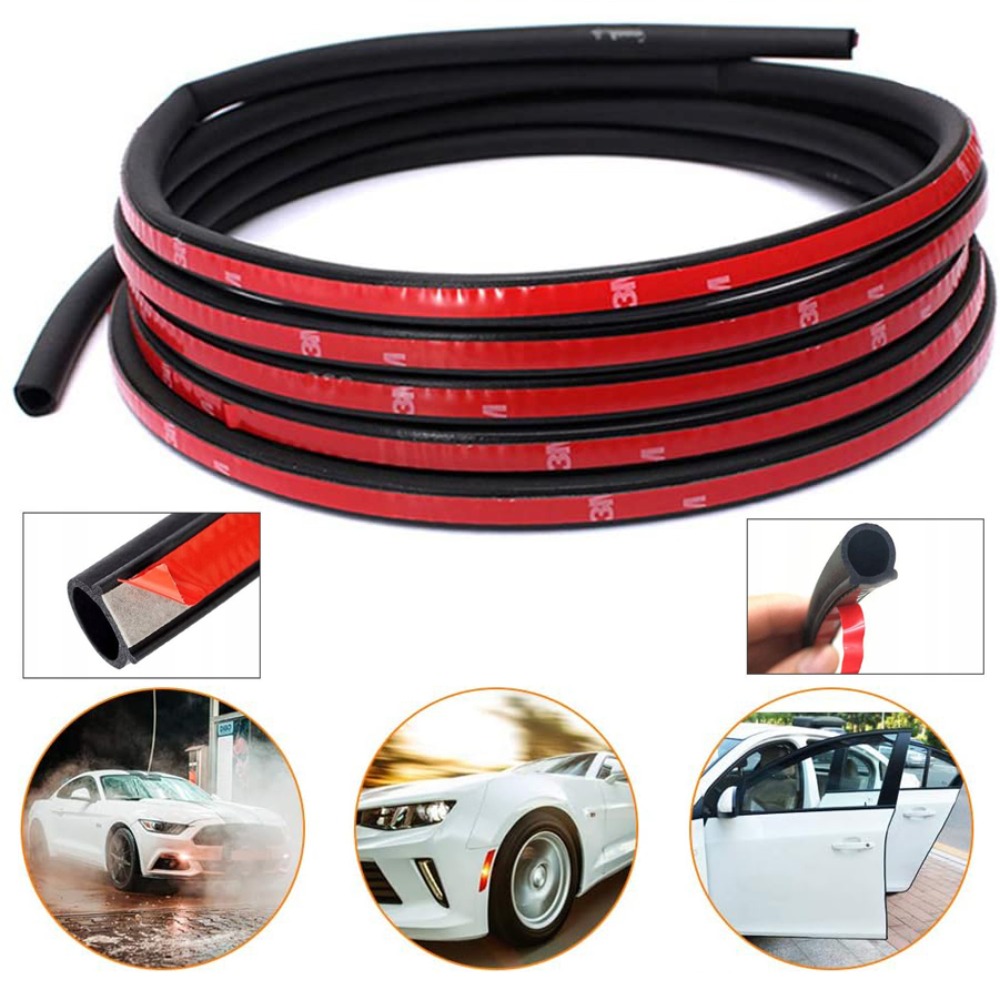 Black Car Door Edge Seal Strip 5m Length Sound Insulation Anti-collision Dustproof Auto Door Protection Weatherstrip