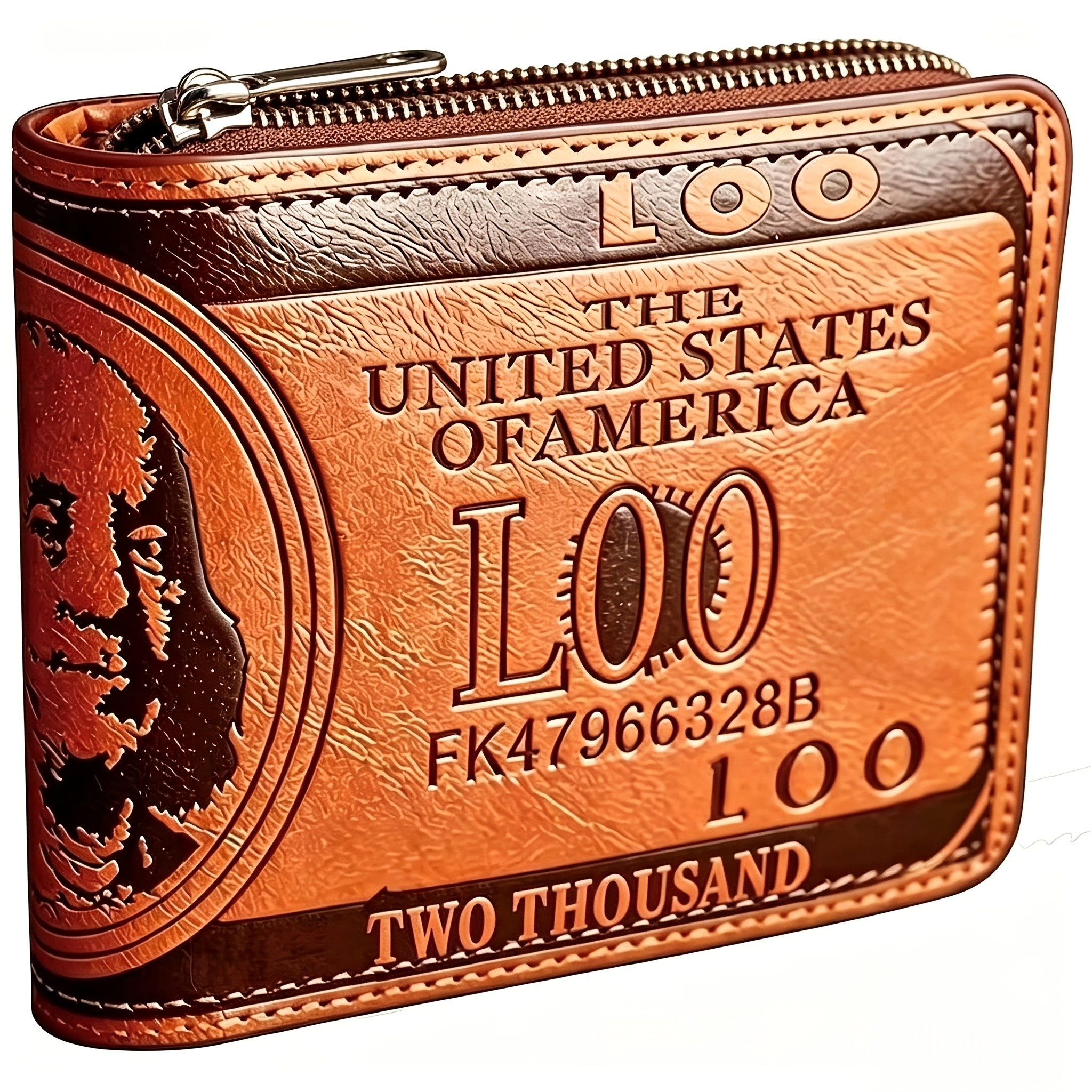 TEMU 1920s-style Wallet Featuring Multiple Card Slots And A $100 Bill Design—stylish Black And Brown Color Scheme, Unisex; Suitable For Everyday Use