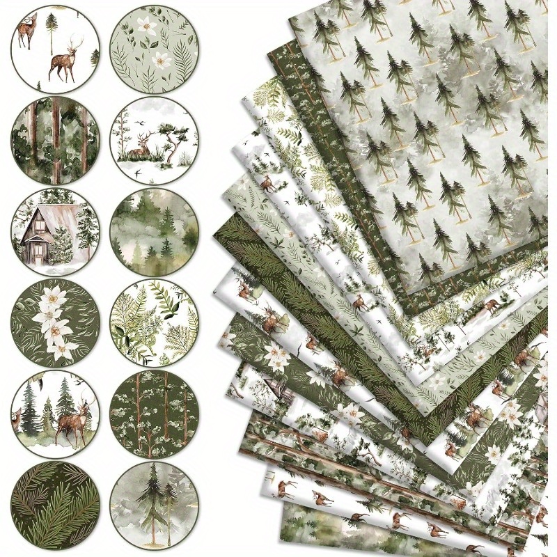 TEMU 10pcs 20 X 25 Cm (7.87 X 9.84 Inches) Painting Forest Theme Series, Printed Handmade Fabric, Handmade , Strip Craft Material, Containing