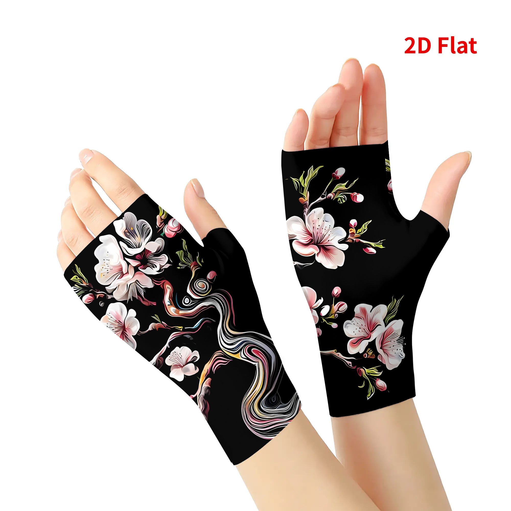 TEMU 2d Print Design Cherry Fingerless Gloves Thin Summer Use