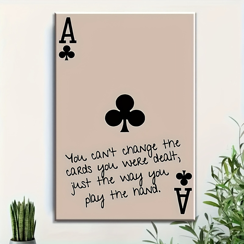 TEMU 2d Flat 1pc Boho Home Decor Whimsical Black And White Canvas Art – Minimalist Wall Decor Featuring Inspirational Quote "you Change The Cards You