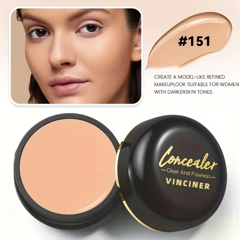 Waterproof Full Coverage Concealer - Suitable for All Skin Tones with a Matte End, Conceals And Dark Spots, Long-Lasting, Plant-Based Formula, Multi-Color, Compact Size, Perfect for On-The-Go Makeup