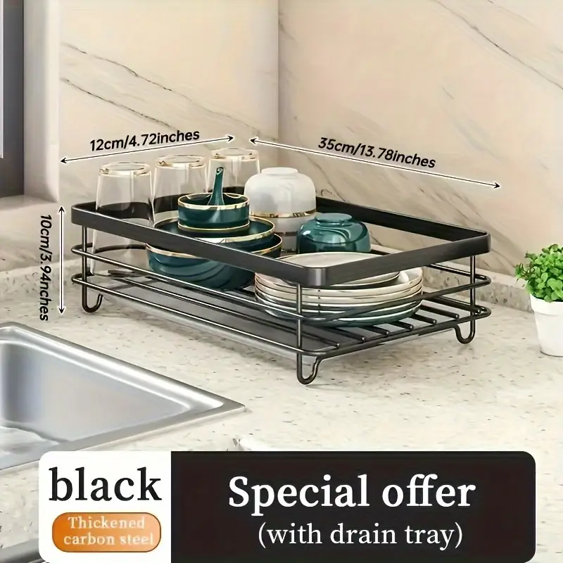 2 tier stainless steel kitchen dish drying rack with drain tray knife holder cutting board stand large capacity auto drainage organizer for bowls plates cups utensils chopsticks utensil holder spacesaving design dish drying rack for kitchen counter utensil storage sleek dish rack material Product details 5