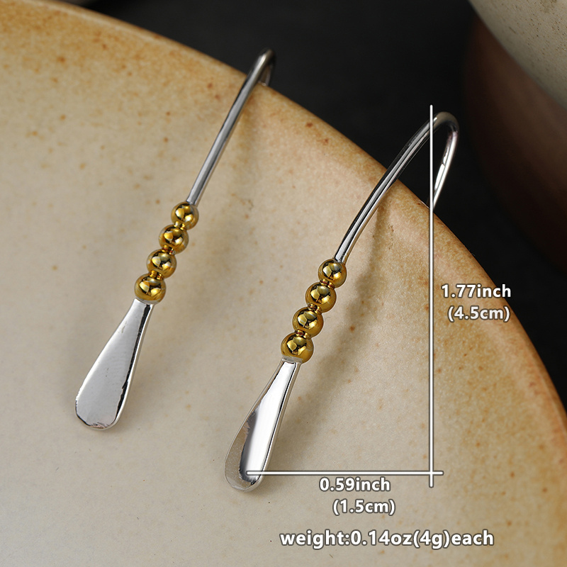 Women's Minimalist Two-Tone Long Threader Drop Earrings