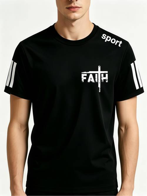 남성용 페이스 크로스 그래픽 디자인 반팔 스포츠 티셔츠 3개 세트, 속건성, 통기성, 시원함, 일상복 및 운동복으로 적합, 심플하고 스타일리시하며 트렌디함
