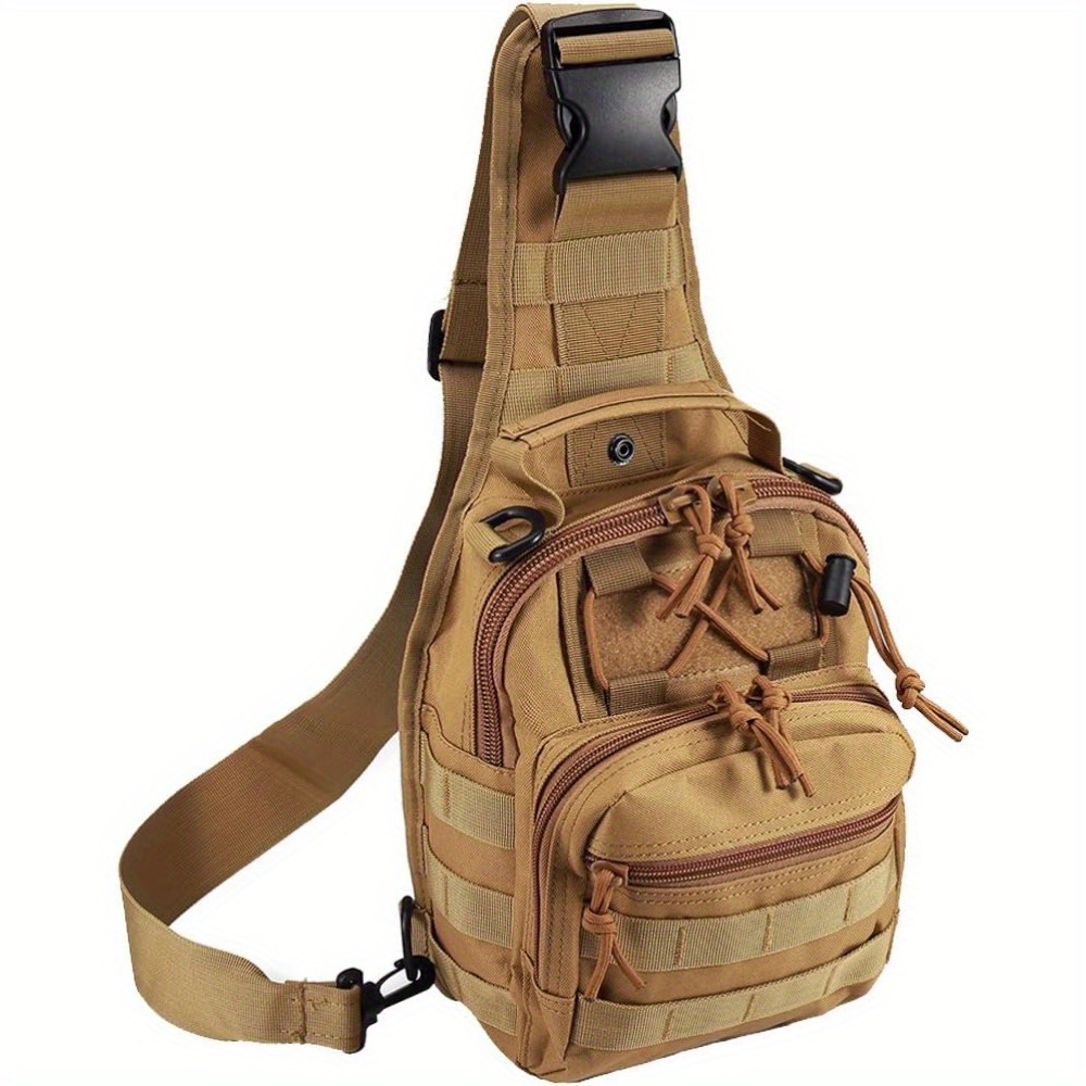 TEMU Men Women's Outdoor Tactical Backpack, Multifunctional Chest Bag, 1 Shoulder Crossbody Bag, Large Capacity, Multi-compartment, 1000d Wear