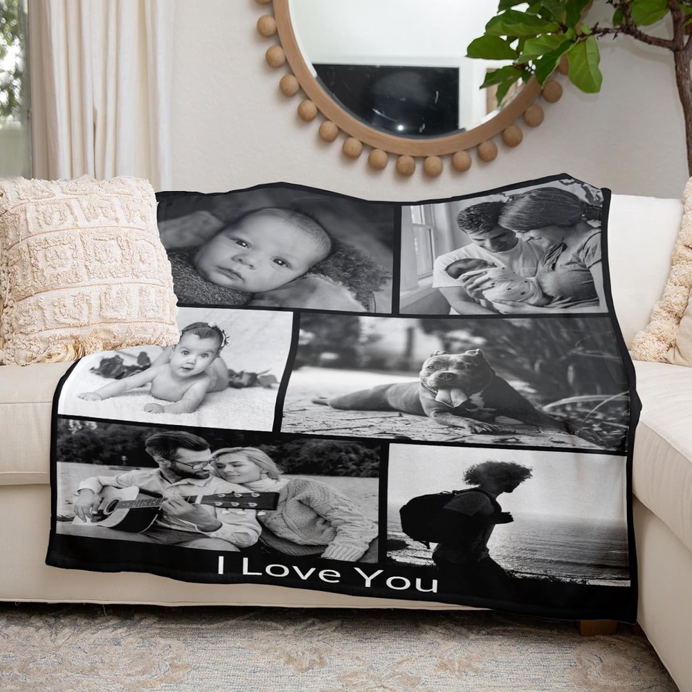 Personalized Mother's Day Custom Photo Throw Blanket