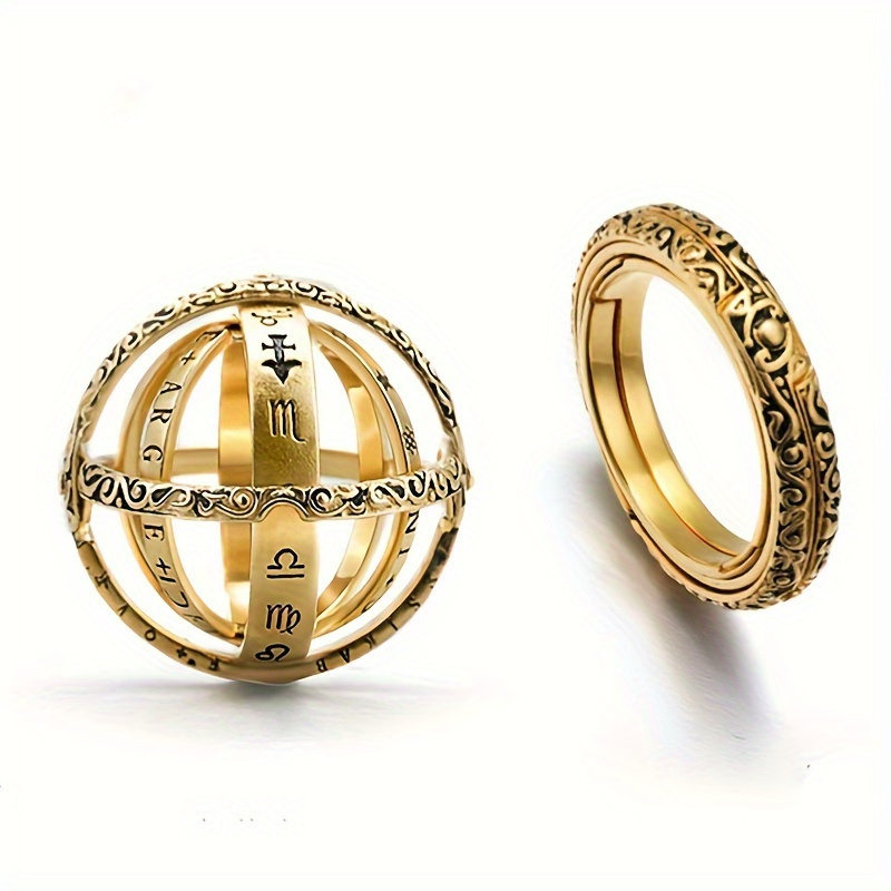 

Vintage-inspired Alloy Ring With Sphere Pendant - Fashion Accessory For Couples