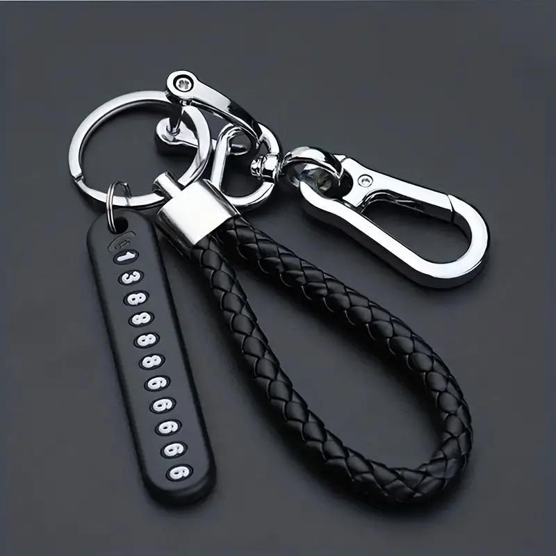 

Anti-loss Car Keychain Set With Phone Number Tag - Zinc Alloy, Stylish & Auto Accessory