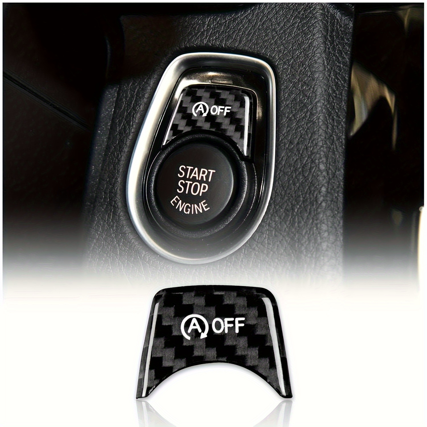 Image of Suitable For G20 F30 F31 F32 F33 2013 2014 2015 2016 2018 2019 2020 2021 Real Carbon Fiber Car Engine One-button Start Button Cover Sticker, Without Battery