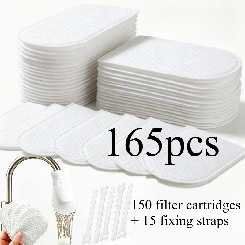 TEMU 165pcs Set (150pcs And 15pcs Straps) Faucet , Universal For Kitchen And Bathroom Tap Water Filters, To Filter Rust, Sediment, And Impurities,