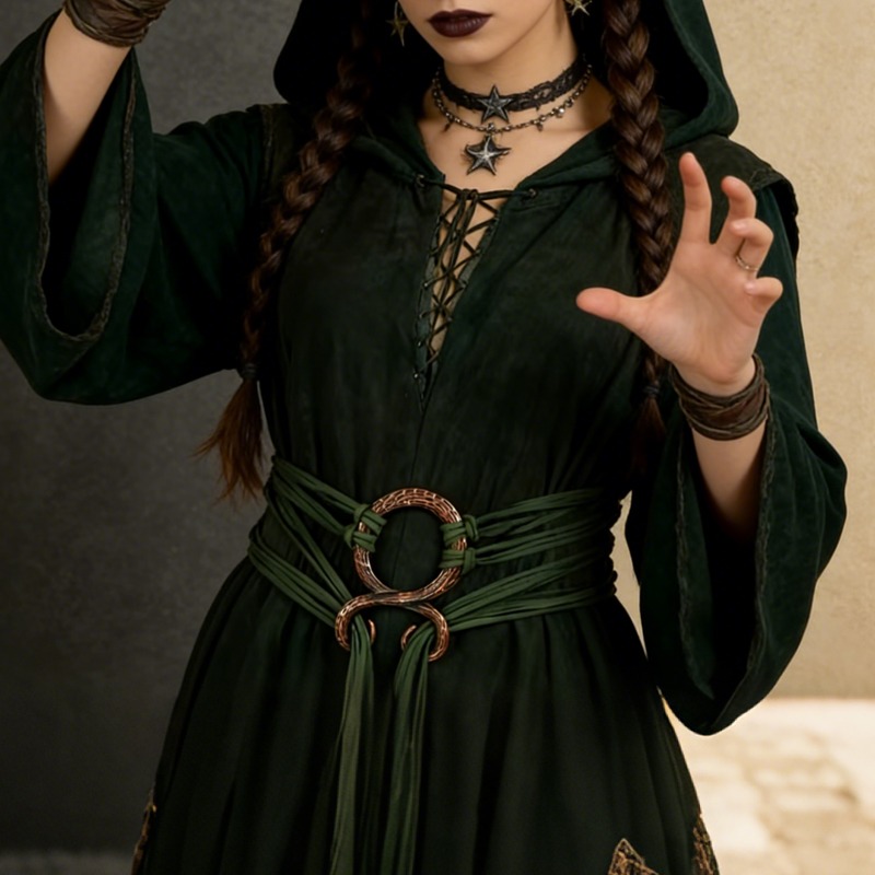 E-shop Mittelalterlicher langer Seilknüpfungsgürtel für Damen, nordischer Hexenstil geknüpfter Seiltürrücker, Wikinger-Renaissance-Kleidungsaccessoire,