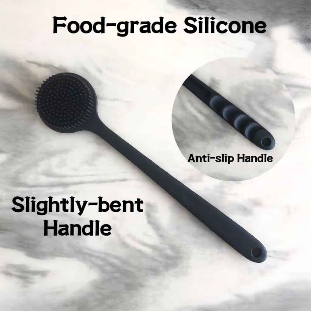 4pcs Silicone Body Brush Set - Long Handle Back Cleaning Brush, Gentle Hair and Facial Brush, Handheld Bath Brush - Non-Electric, Non-Slip Handle, Deep Cleaning and Massage Tool