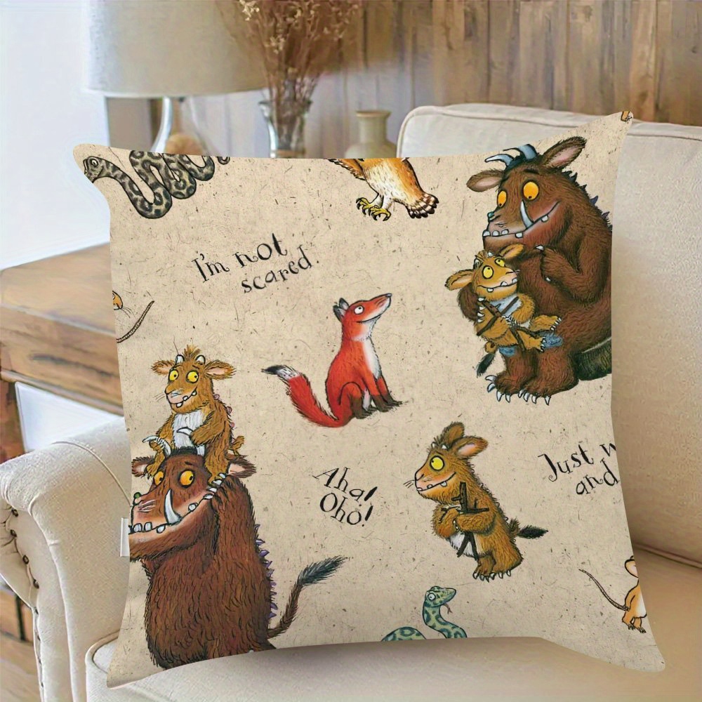 TEMU 1pc Cow Pattern Pillowcase, Soft And Comfortable Polyester Short Fleece Fabric, Single-sided Printing, 17.7*17.7 Inches, Machine Wash, Zipper