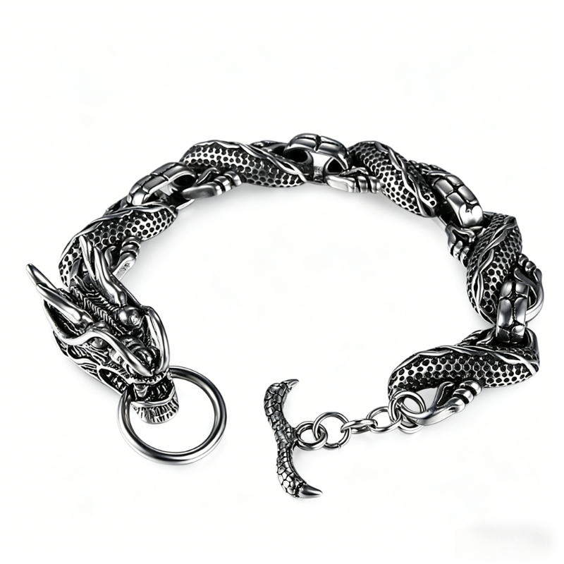 TEMU Bracelet For - Retro Chinese Dragon, Unisex Streetwear Accessory Suitable For Parties, Festivals, Daily Wear, Dragon Pendant For Casual Outfits