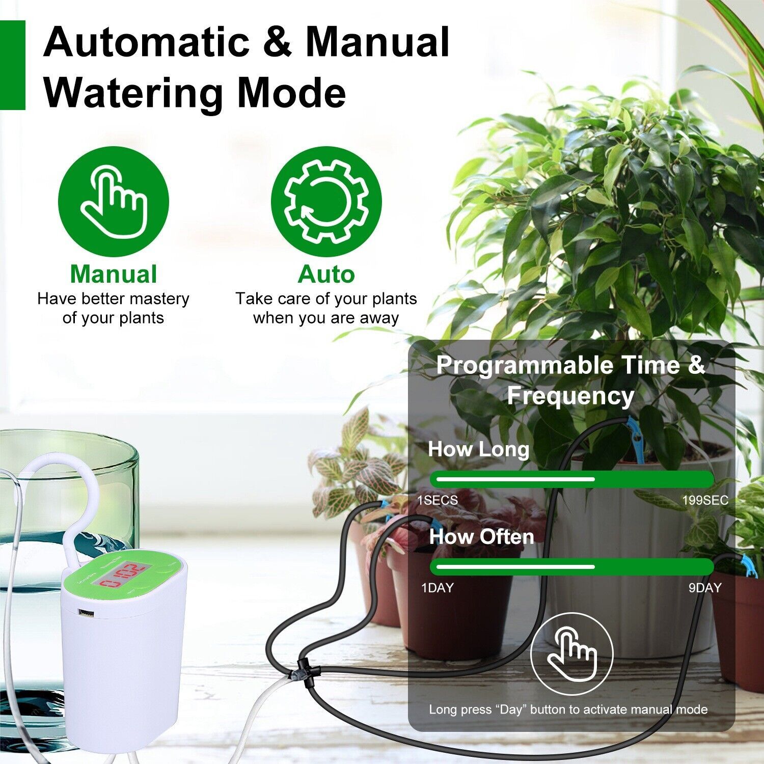 automatic manual watering system pump 12 plants - Temu