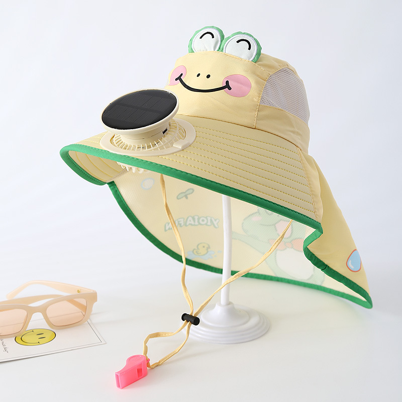 TEMU 新作 サンハット 冷却ファン付き ファン 日焼け防止帽子 安全ホイッスル付き 夏の新スタイル サンハット 軽量で通気性抜群 ビーチ、プール、パーティー、キャンプ、お出かけに最適
