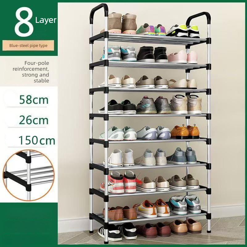 Image of Metal 8 Tier Metal Shoe Rack For Entryway, Porch, Patio, Bedroom, Living Room - Sturdy Freestanding Space- Shoe Organizer Suitable For Room Types