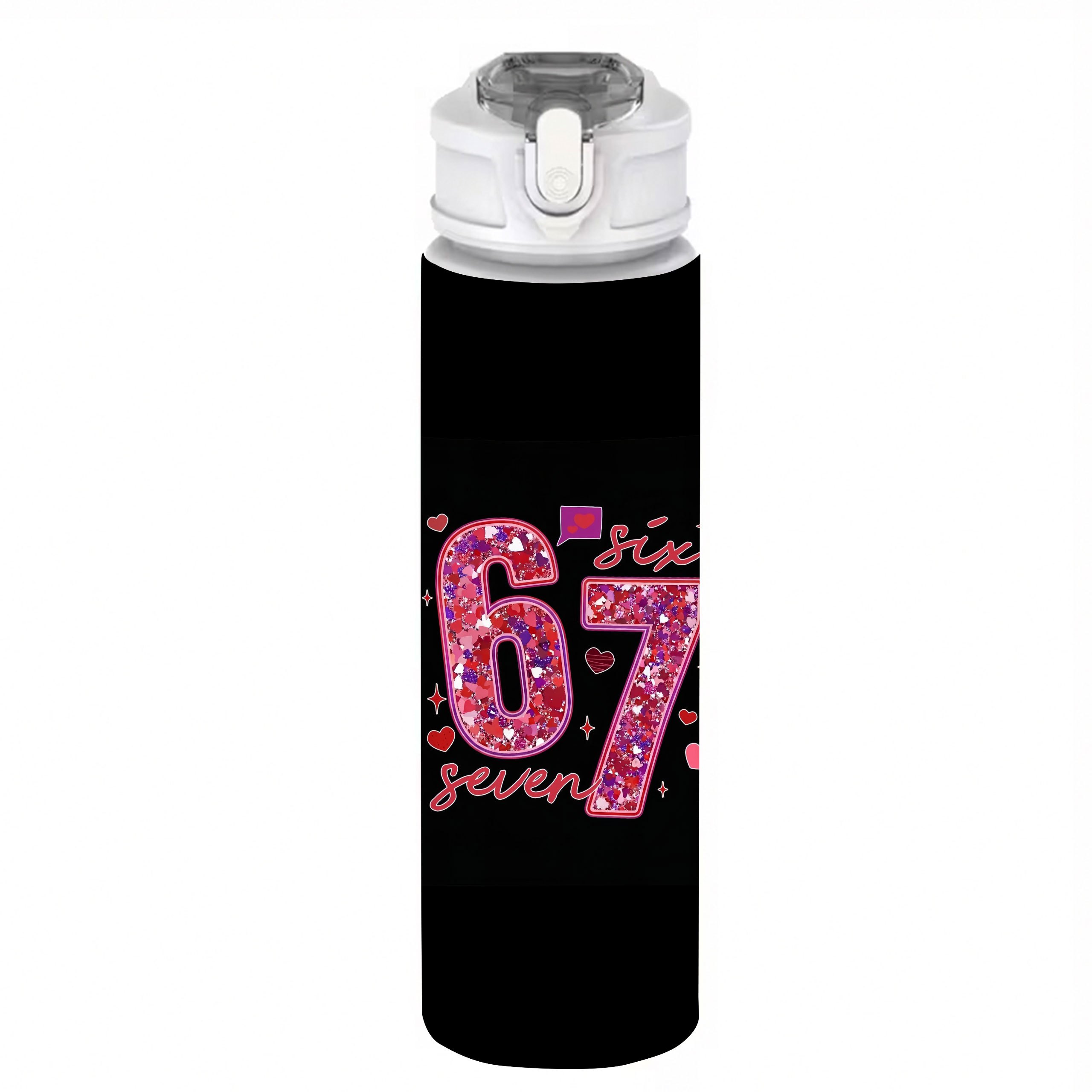 TEMU 1 "67" Printed 750ml/26oz Plastic Sports Water Bottle | Leak-proof Pop-up Lid, Lightweight And Durable, Large Capacity, Reusable, Suitable For