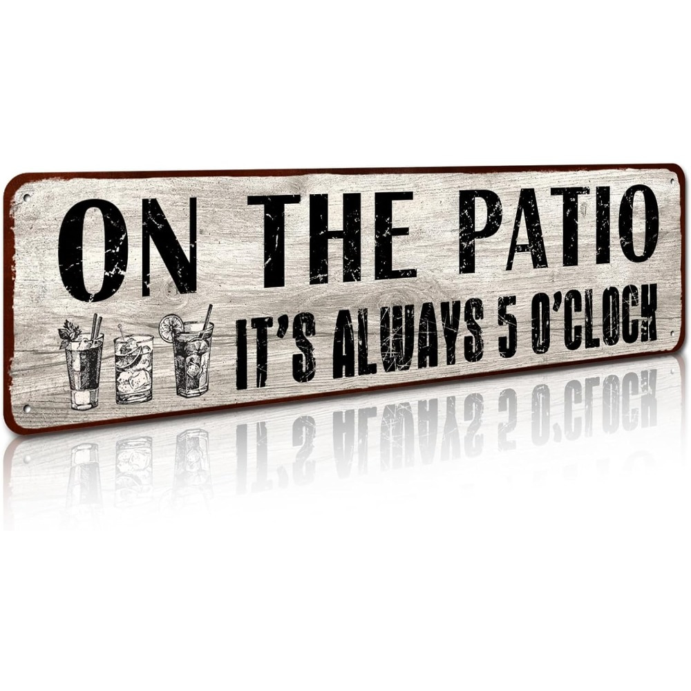 

1pc Rustic Metal Patio Sign - "on The Patio 5 " - , & , Weather & Water Resistant - 4x16 Inches For Home, Bar, Pub, Porch Decor