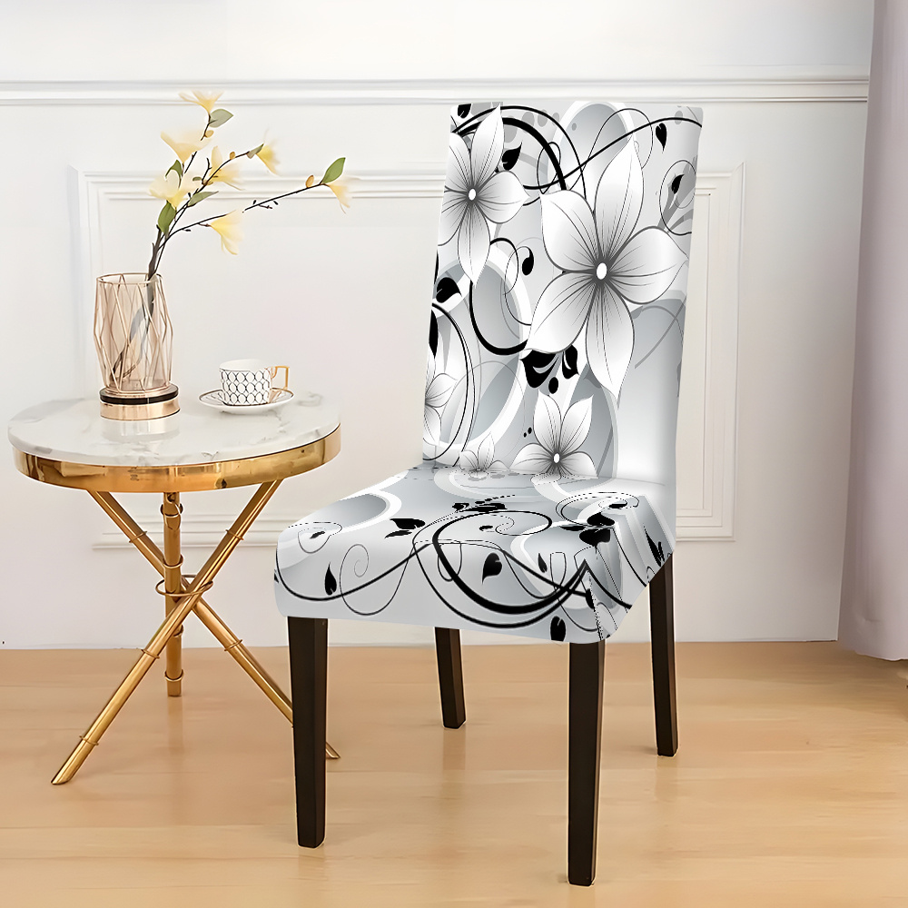 

2pcs/4pcs/6pcs Simple Floral Pattern Printed Chair Covers For Hotel And Home Use, Universal, Home Dining Table, Living Room, Kitchen Decoration Chair Covers