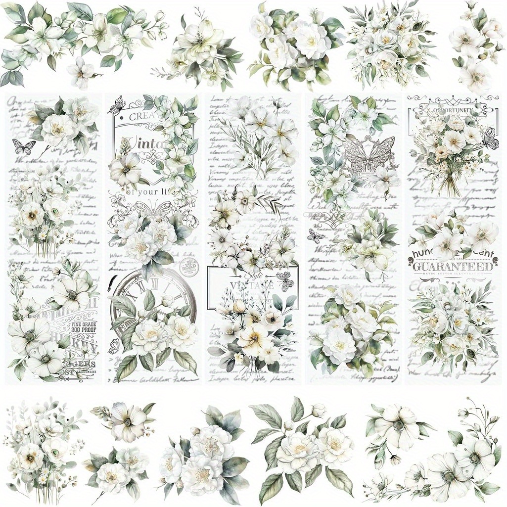 5pcs Rub On Transfer Sticker, Flower Pattern Stickers For Diy Scrapbooking Photo Albums Furniture, 11.8 * 3.9in Craft Supplies & Stickers
