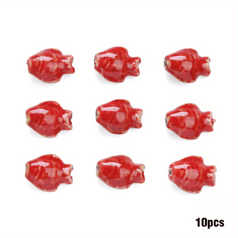 10pcs Handmade Ceramic Fish Beads for DIY Bracelets